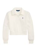 RALPH LAUREN KIDS Boys Collared Embroidered Sweatshirt White