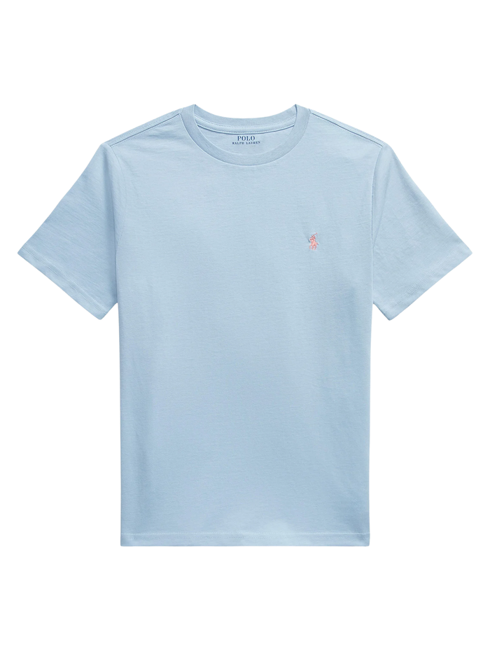 RALPH LAUREN KIDS Boys Crew-neck T-shirt Light Blue