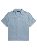 RALPH LAUREN KIDS Boys Logo-embroidered Linen Shirt Blue