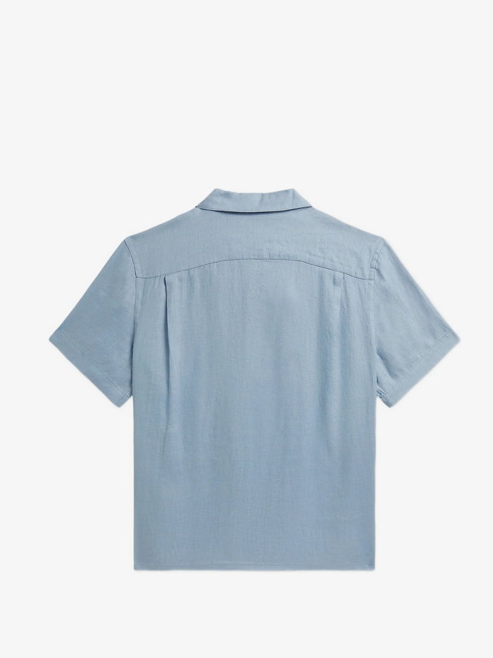 RALPH LAUREN KIDS Boys Logo-embroidered Linen Shirt Blue