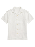 RALPH LAUREN KIDS Boys Logo-embroidered Linen Shirt White