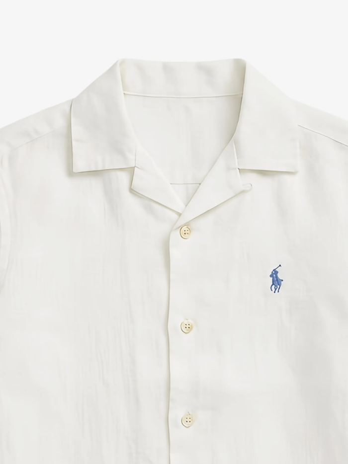 RALPH LAUREN KIDS Boys Logo-embroidered Linen Shirt White