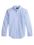 RALPH LAUREN KIDS Boys Long-sleeve Seersucker Striped Shirt Blue