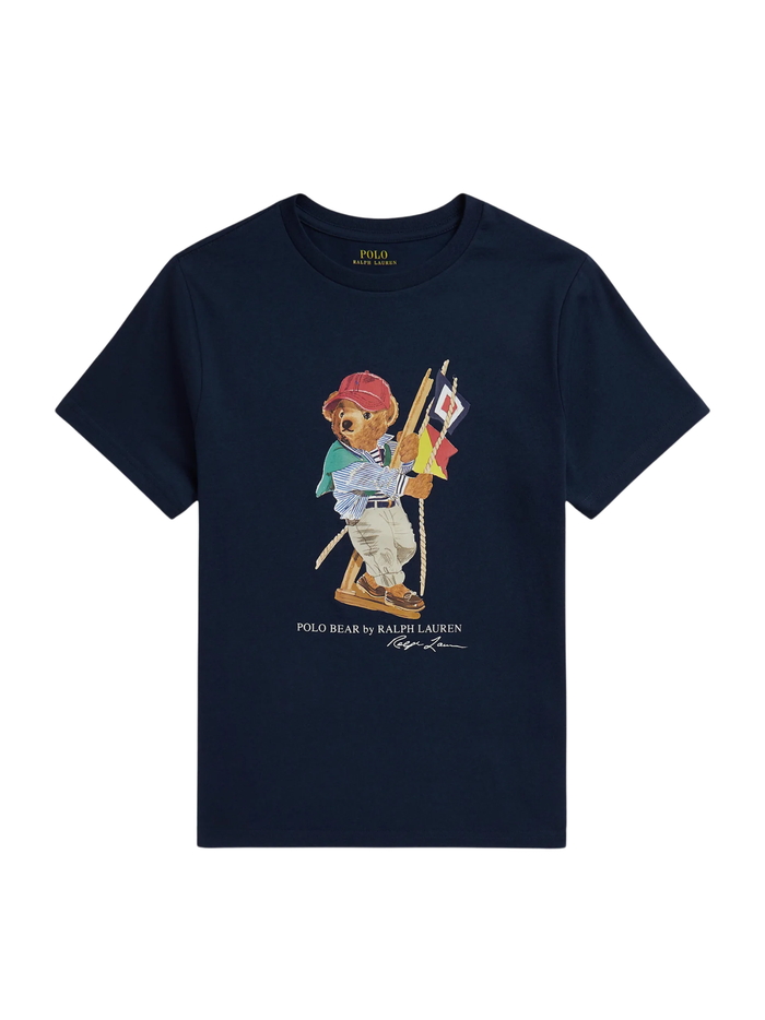 RALPH LAUREN KIDS Boys Polo Bear Jersey T-Shirt Newport Navy