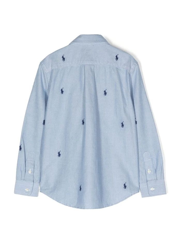 RALPH LAUREN KIDS Boys Polo Pony Embroidered Cotton Shirt Blue