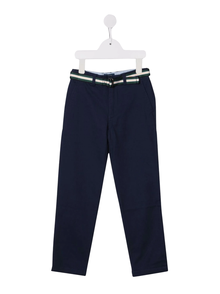 RALPH LAUREN KIDS Boys Striped Belt Trousers Navy