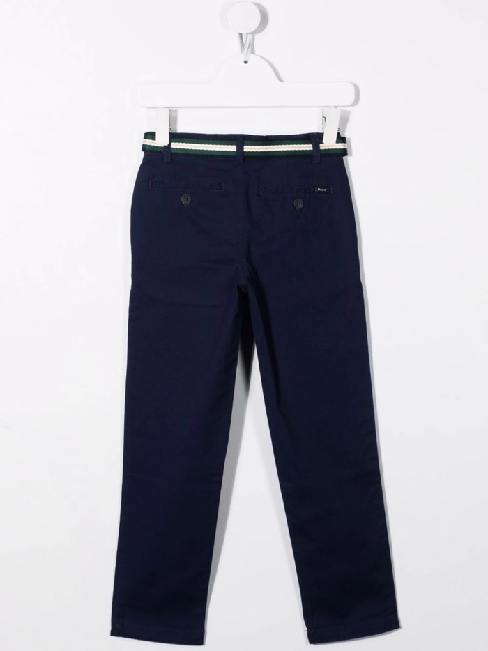 RALPH LAUREN KIDS Boys Striped Belt Trousers Navy