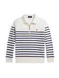 RALPH LAUREN KIDS Boys Striped French Terry Sweatshirt Deckwash White/Light Navy