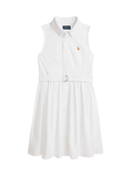 RALPH LAUREN KIDS Girls Belted Cotton Oxford Shirtdress White