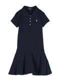 RALPH LAUREN KIDS Girls Button-up Flared Dress Navy