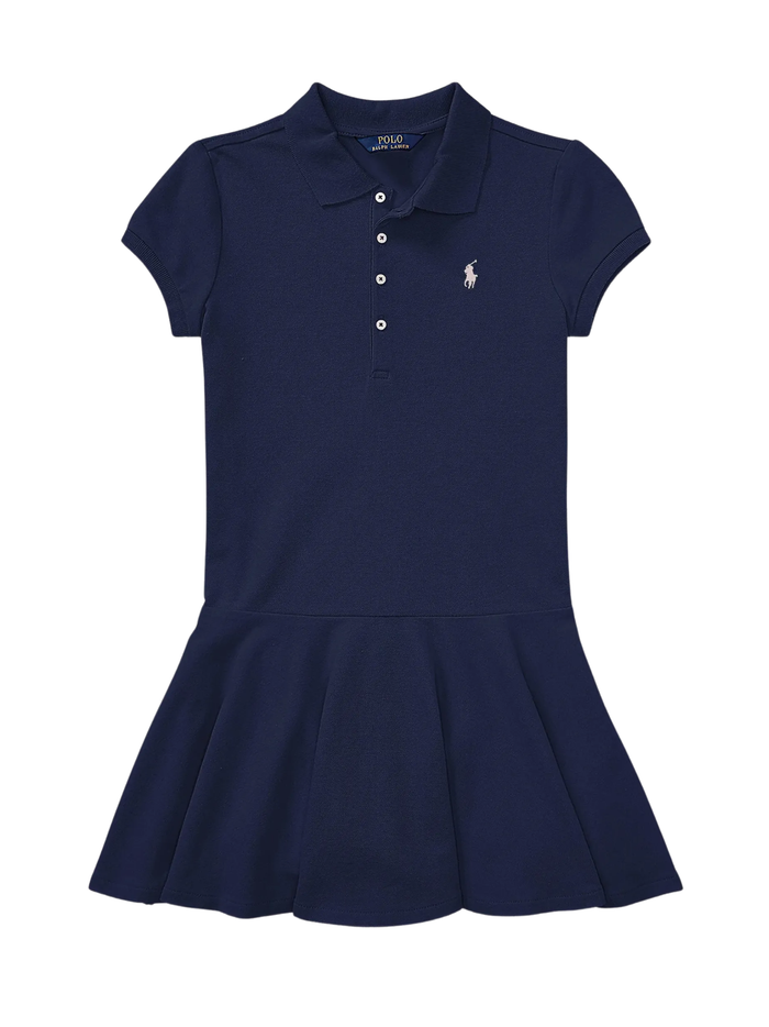 RALPH LAUREN KIDS Girls Button-up Flared Dress Refined Navy