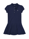 RALPH LAUREN KIDS Girls Button-up Flared Dress Refined Navy