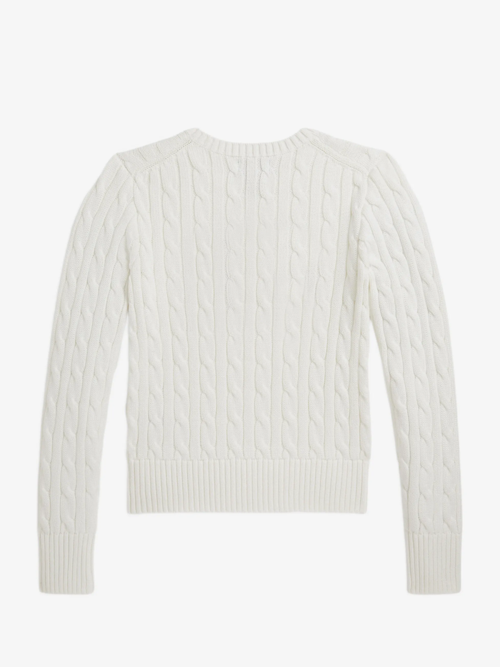 RALPH LAUREN KIDS Girls Cable-knit Flag Sweater White