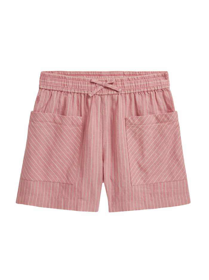 RALPH LAUREN KIDS Girls Striped Drawstring Shorts Rose/Cream