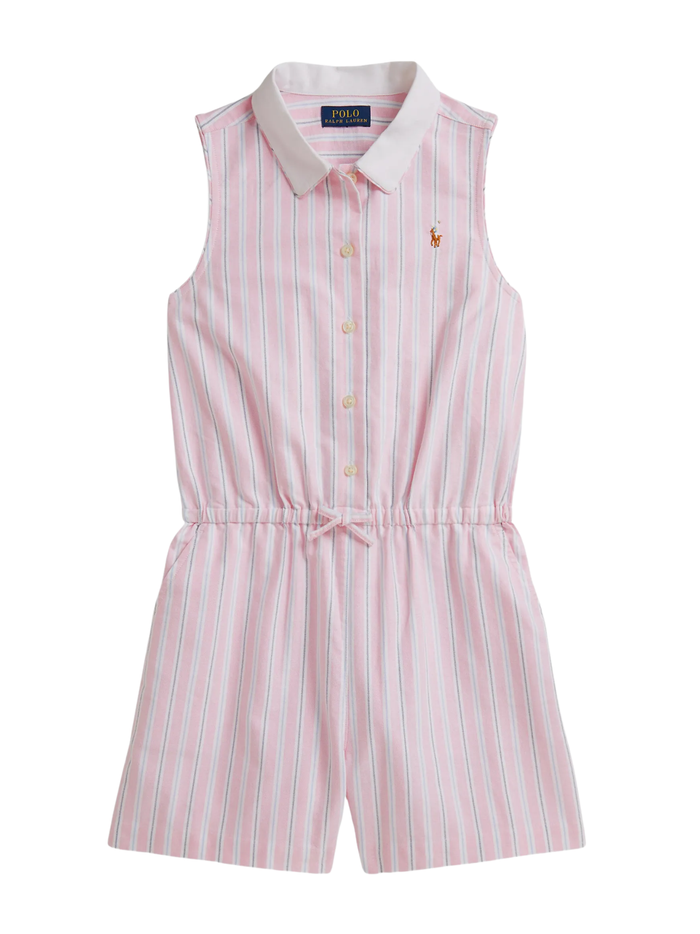 RALPH LAUREN KIDS Girls Striped Sleeveless Playsuit Pink