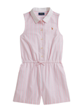 RALPH LAUREN KIDS Girls Striped Sleeveless Playsuit Pink