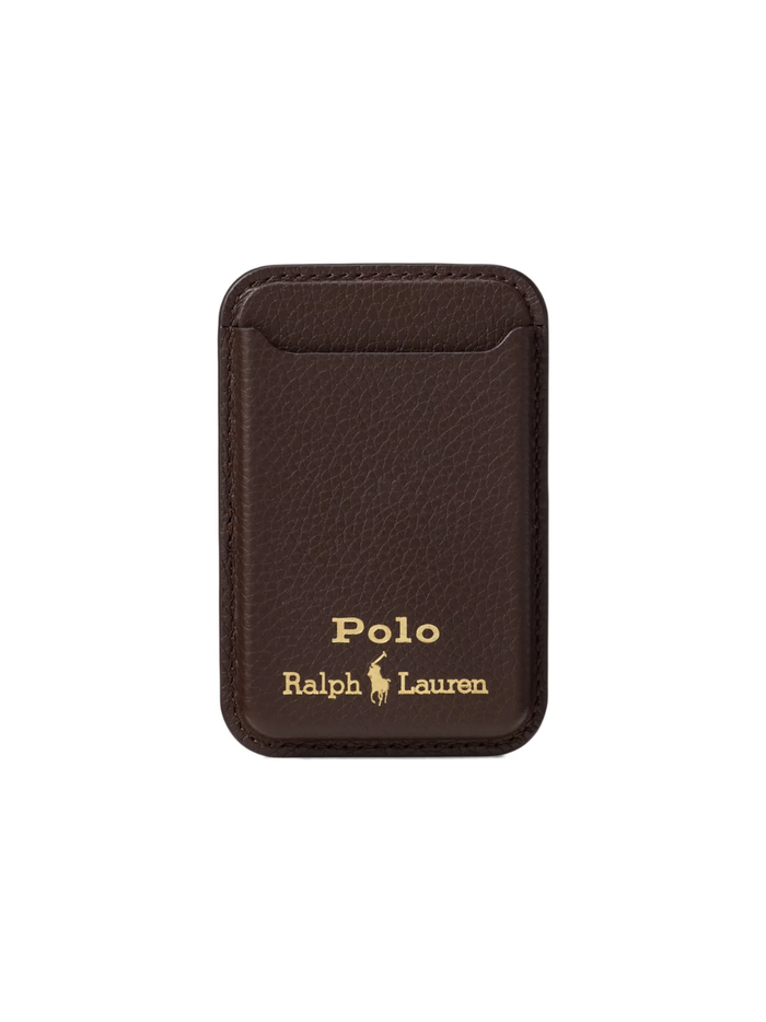 RALPH LAUREN Leather Card Case With MagSafe Dark Brown