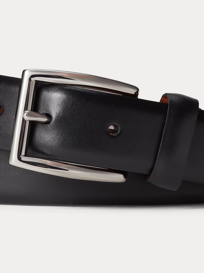 RALPH LAUREN Leather Dress Belt Black - MAISONDEFASHION.COM