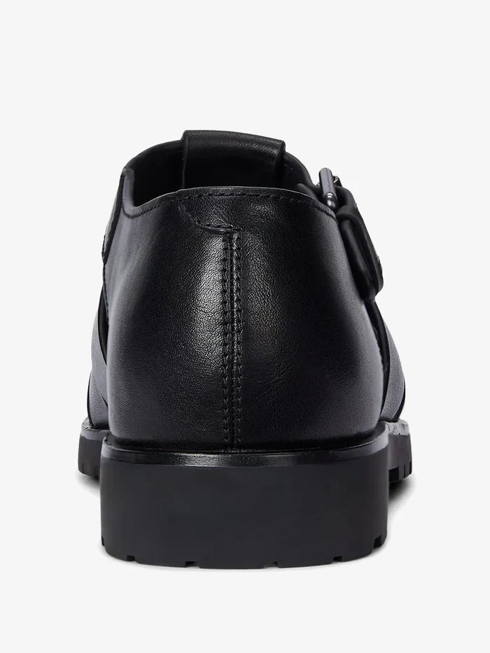 RALPH LAUREN Leather Fisherman Sandals Black