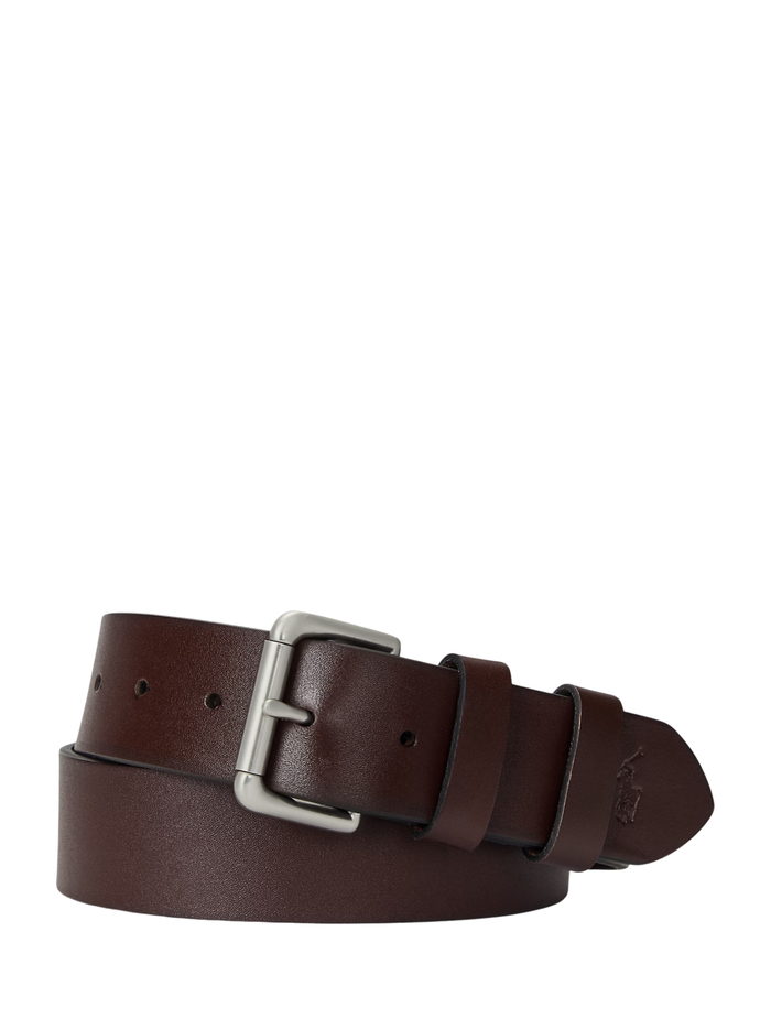 RALPH LAUREN Leather Roller-Buckle Belt Brown - MAISONDEFASHION.COM