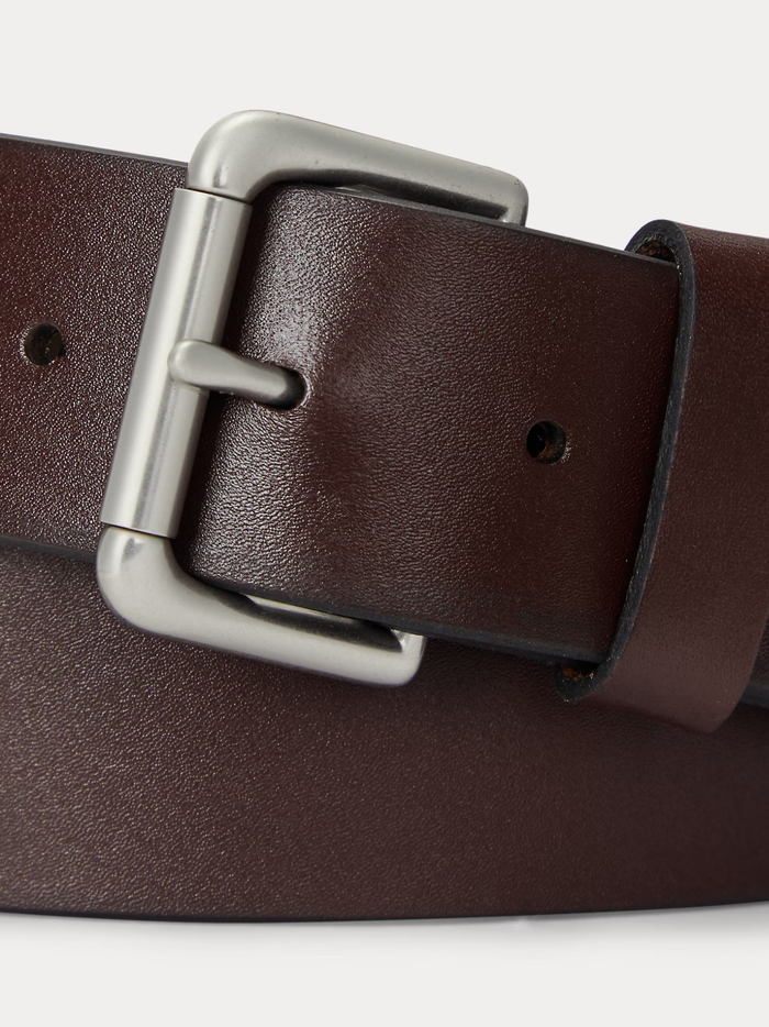 RALPH LAUREN Leather Roller-Buckle Belt Brown - MAISONDEFASHION.COM