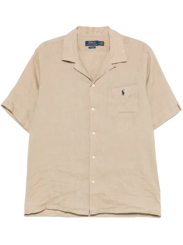 RALPH LAUREN Linen Classic Fit Shirt Beige - MAISONDEFASHION.COM
