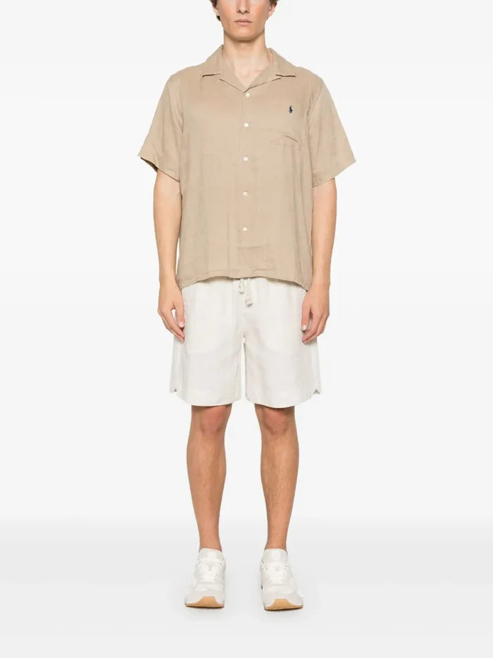 RALPH LAUREN Linen Classic Fit Shirt Beige - MAISONDEFASHION.COM