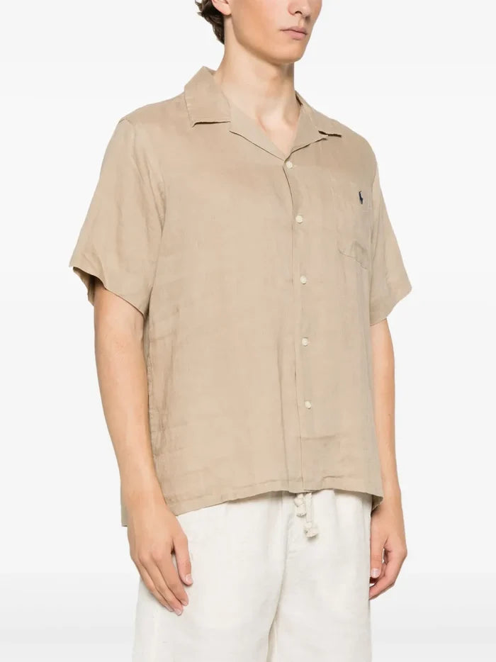 RALPH LAUREN Linen Classic Fit Shirt Beige - MAISONDEFASHION.COM