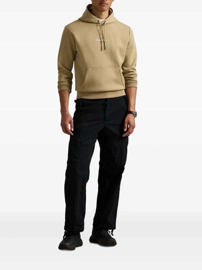 RALPH LAUREN Logo Double Knit Hoodie Surrey Tan - MAISONDEFASHION.COM