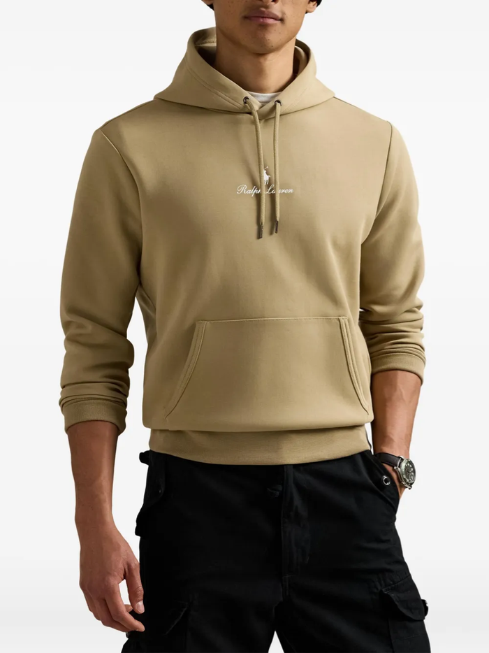 RALPH LAUREN Logo Double Knit Hoodie Surrey Tan - MAISONDEFASHION.COM