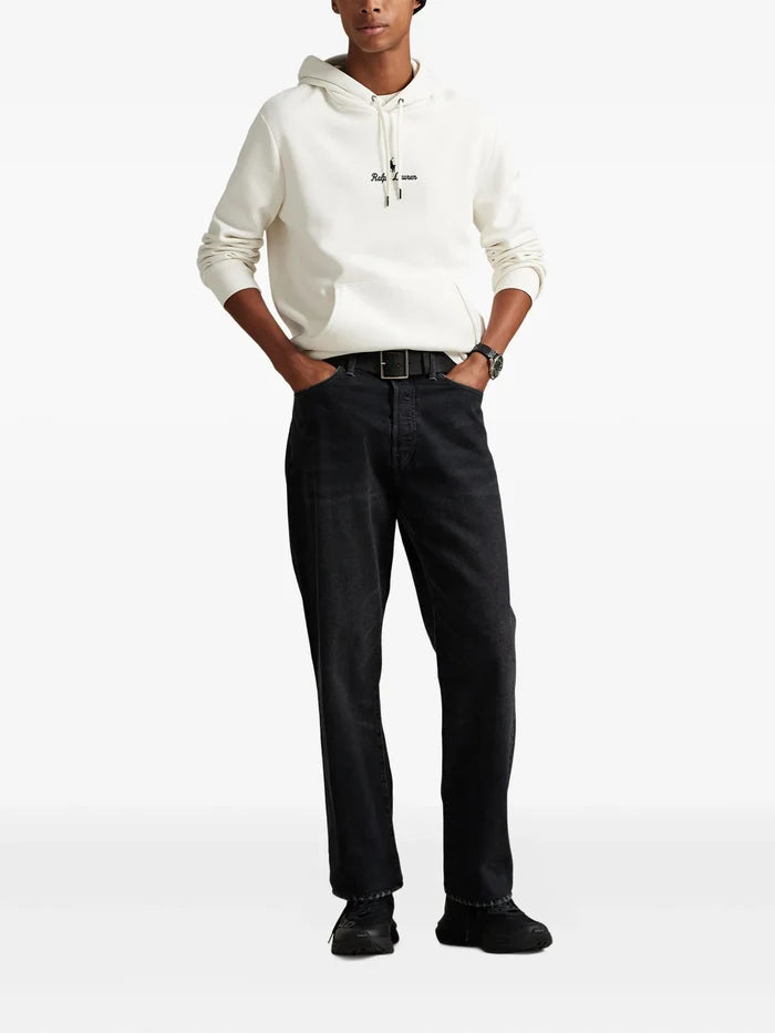 RALPH LAUREN Logo Double-Knit Hoodie White - MAISONDEFASHION.COM