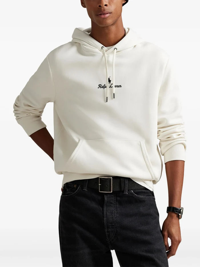 RALPH LAUREN Logo Double-Knit Hoodie White - MAISONDEFASHION.COM