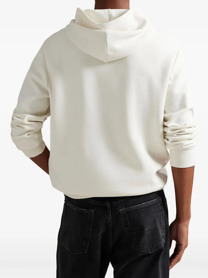 RALPH LAUREN Logo Double-Knit Hoodie White - MAISONDEFASHION.COM
