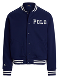 RALPH LAUREN Logo Fleece Baseball Jacket Newport Navy - MAISONDEFASHION.COM