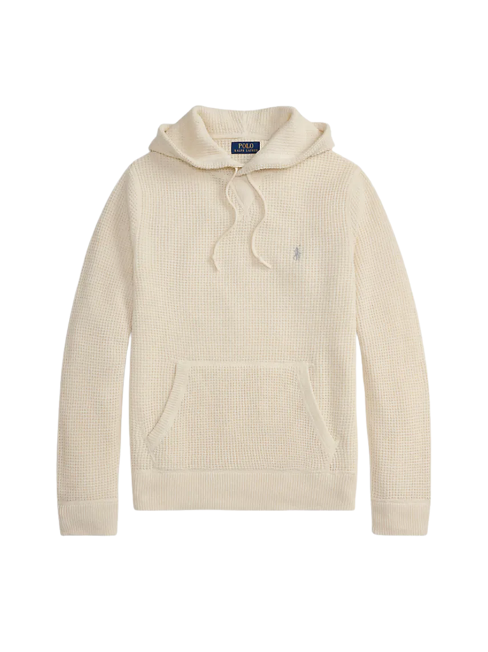 RALPH LAUREN Long-Sleeve Textured Hooded Pullover Sweater Andover Cream - MAISONDEFASHION.COM