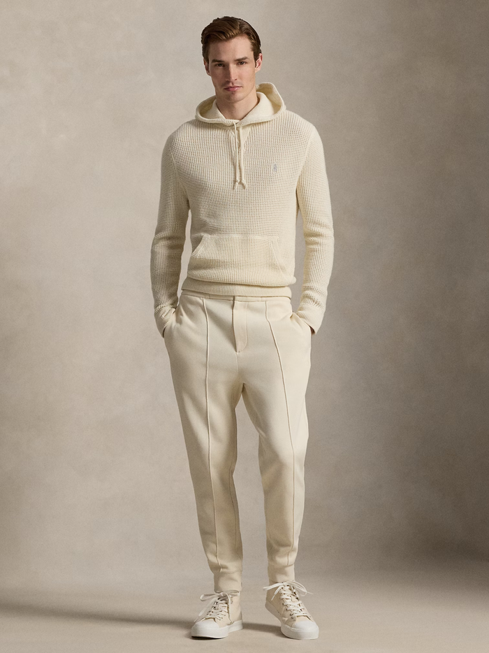 RALPH LAUREN Long-Sleeve Textured Hooded Pullover Sweater Andover Cream - MAISONDEFASHION.COM