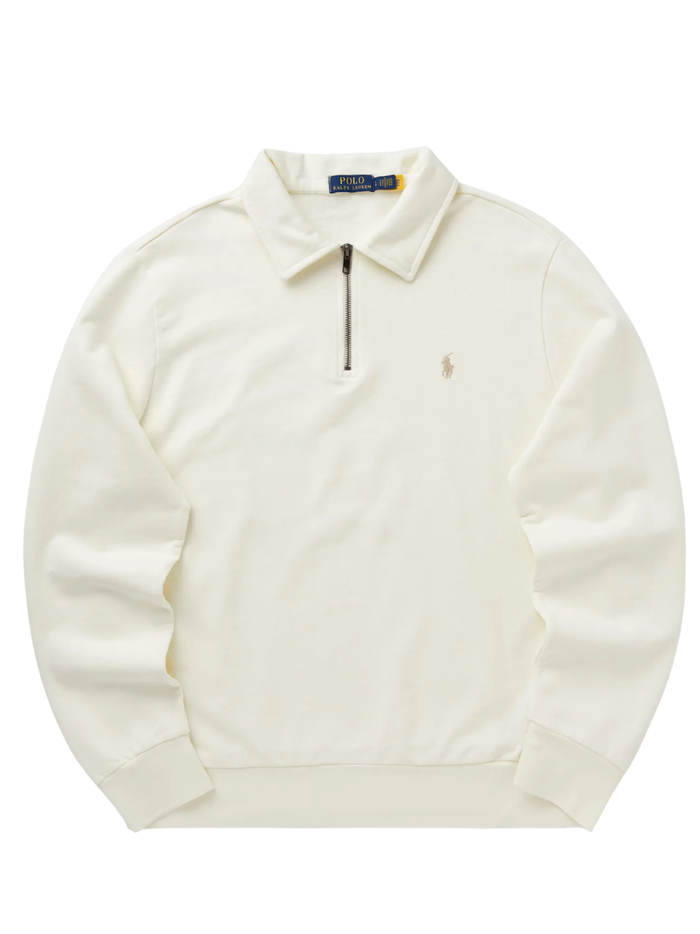 RALPH LAUREN Loopback Fleece Quarter-Zip Sweatshirt Clubhouse Cream - MAISONDEFASHION.COM
