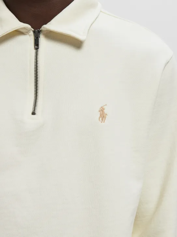 RALPH LAUREN Loopback Fleece Quarter-Zip Sweatshirt Clubhouse Cream - MAISONDEFASHION.COM