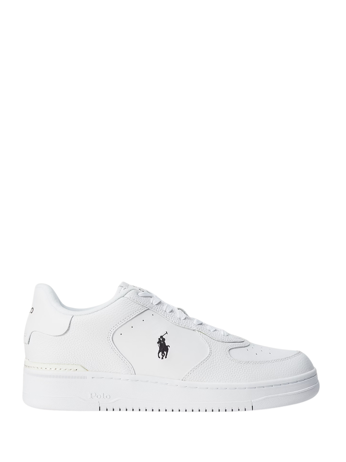 RALPH LAUREN Masters Court Leather Sneakers White/White/Black - MAISONDEFASHION.COM