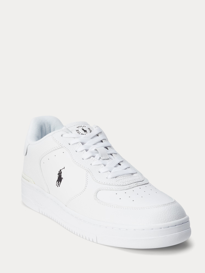 RALPH LAUREN Masters Court Leather Sneakers White/White/Black - MAISONDEFASHION.COM