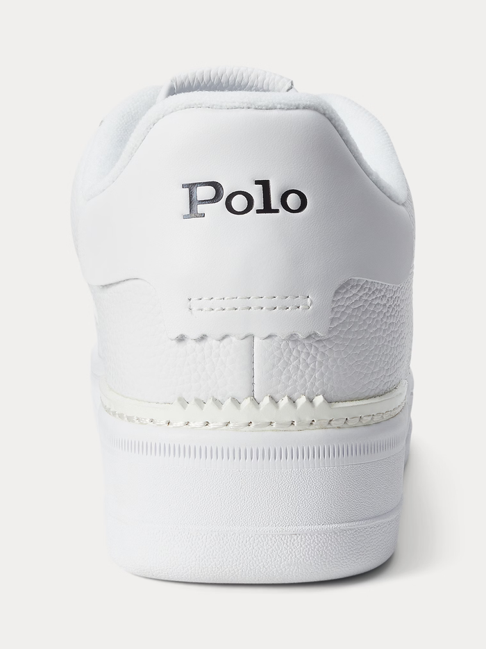 RALPH LAUREN Masters Court Leather Sneakers White/White/Black - MAISONDEFASHION.COM
