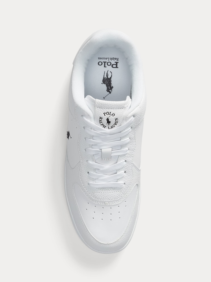 RALPH LAUREN Masters Court Leather Sneakers White/White/Black - MAISONDEFASHION.COM