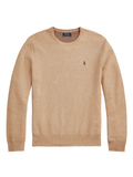 RALPH LAUREN Mesh-Knit Cotton Crewneck Sweater Camel Melange