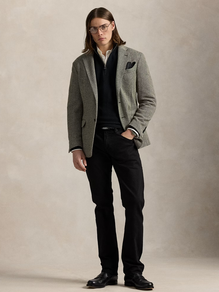 RALPH LAUREN Mesh-Knit Cotton Quarter-Zip Jumper Black - MAISONDEFASHION.COM