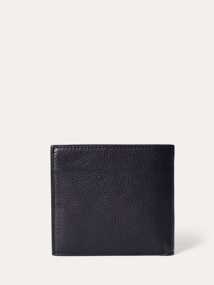 RALPH LAUREN Pebbled Leather Billfold Coin Wallet Black - MAISONDEFASHION.COM