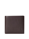 RALPH LAUREN Pebbled Leather Billfold Coin Wallet Brown - MAISONDEFASHION.COM