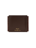 RALPH LAUREN Pebbled Leather Billfold Coin Wallet Dark Brown