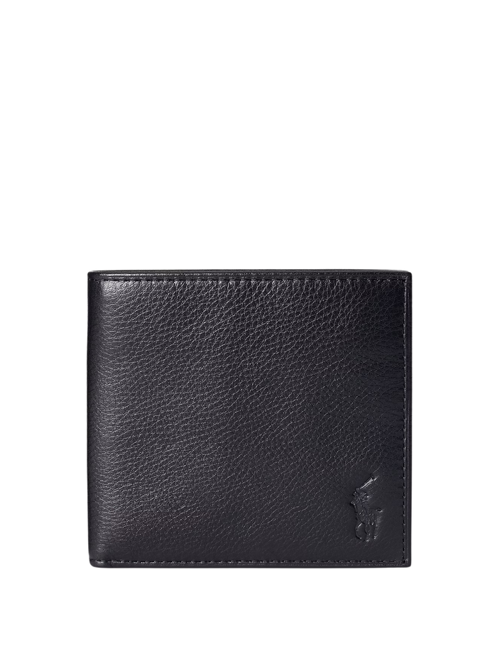 RALPH LAUREN Pebbled Leather Billfold Wallet Black - MAISONDEFASHION.COM