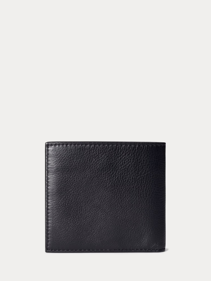 RALPH LAUREN Pebbled Leather Billfold Wallet Black - MAISONDEFASHION.COM