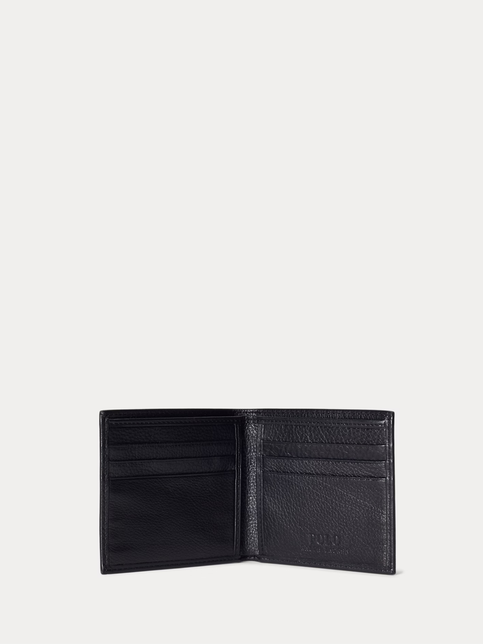 RALPH LAUREN Pebbled Leather Billfold Wallet Black - MAISONDEFASHION.COM